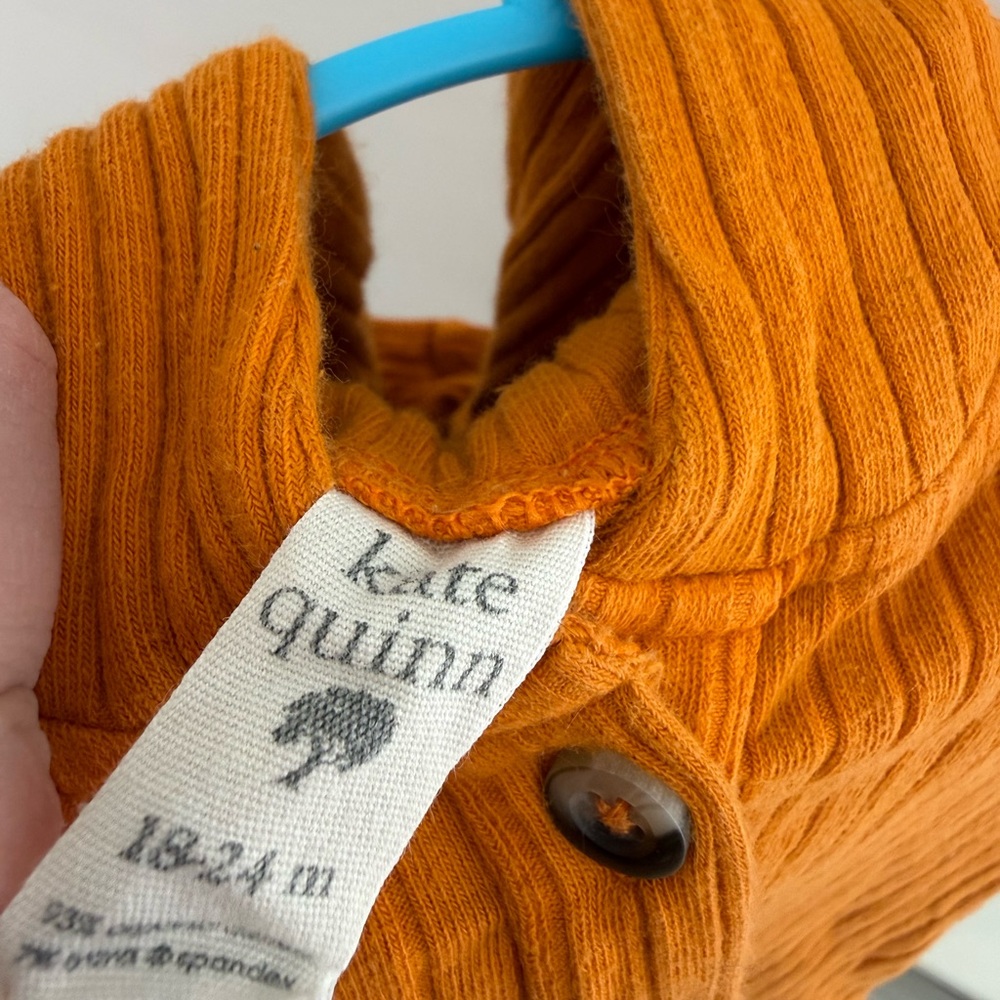 Kate Quinn Vibrant Orange Ribbed Hoodie 18-24m | Kate Quinn boys unisex hoodie - Picture 2 of 3